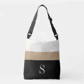 Sac Ajustable Rayure moderne d'or de noir de monogramme (Devant)