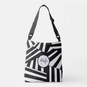 Sac Ajustable Rayures diagonales noir et blanc Personnalisé