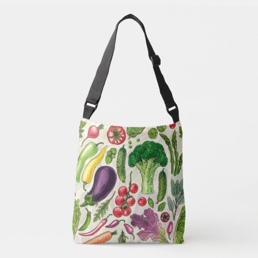 Sac Ajustable Récolte de légumes et d'herbes sur le blanc (Devant)