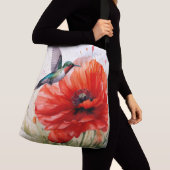 Sac Ajustable Red Poppy w/Hummingbird Joy, Peace, Love (De près)