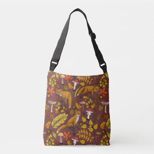 Sac Ajustable Renards d'automne sur chocolat brun (Devant)