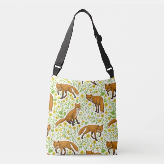 Sac Ajustable Renards et papillons sur le blanc naturel (Devant)