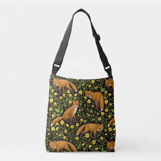 Sac Ajustable Renards et papillons sur le noir (Devant)