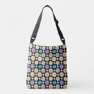 Sac Ajustable Retro Daisy Motif Simple.01. BG noir