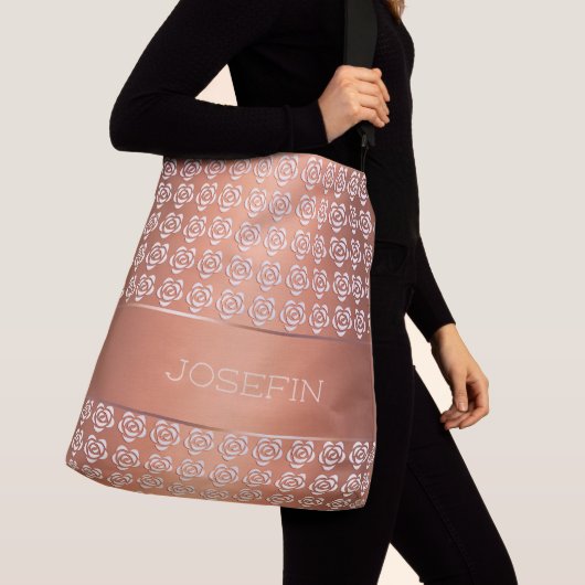 Sac Ajustable rétro motif floral de gradient. Nom (De près)