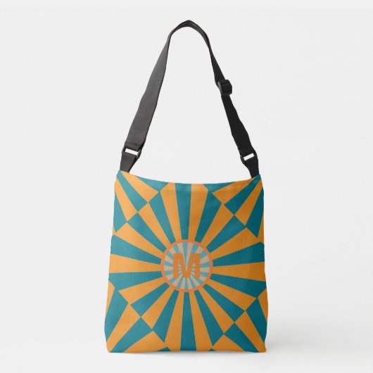 Sac Ajustable Rétro Sunbeam Bleu Orange Cool Monogramme Rayé (Devant)