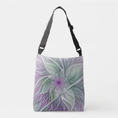 Sac Ajustable Rêve de fleurs, Abstrait violet vert Fractal Art (Devant)