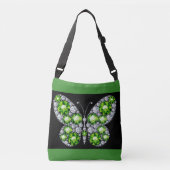 Sac Ajustable Rhinestone émeraude verte et papillon diamant (Devant)