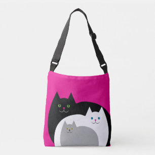 Sac Ajustable Rose blanc de famille de chat de Kitty et noir