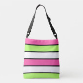 Sac Ajustable Rose chaud, vert citron, noir et blanc rayures (Dos)