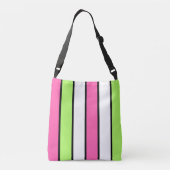 Sac Ajustable Rose chaud, vert citron, noir et blanc rayures (Dos)