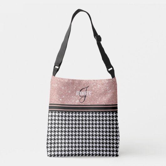 Sac Ajustable Rose Gold Parties scintillant Houndstooth nom mono (Dos)