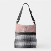 Sac Ajustable Rose Gold Parties scintillant Houndstooth nom mono (Devant)