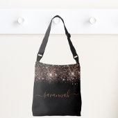 Sac Ajustable Rose noir parties scintillant or script monogramme