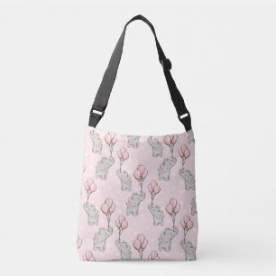 SAC AJUSTABLE ROSE PASTEL AVEC ÉLÉPHANTS BÉBÉ GRIS