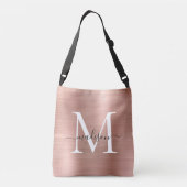 Sac Ajustable Rose Rose Or Monogramme Chic Brossé métal Script (Dos)
