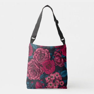 Sac Ajustable rose, rouge et bi-color roses with blue leaves on