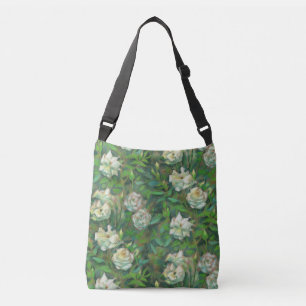 Sac Ajustable "Roses blanches, feuilles verts", motif floral