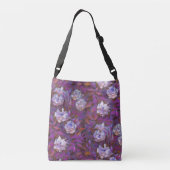 Sac Ajustable "Roses blanches, feuilles violets", belles fleurs (Dos)