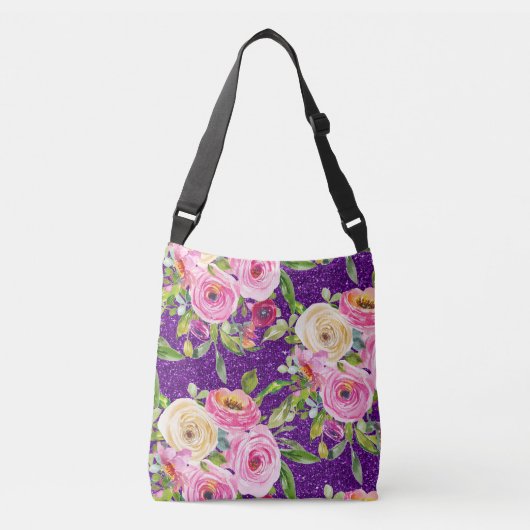 Sac Ajustable Roses d'aquarelle en Parties scintillant rose et c (Devant)