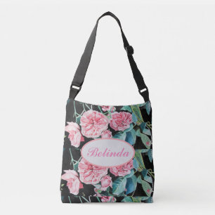 Sac Ajustable Roses roses roses Florales Noires Aquarelle Rose F