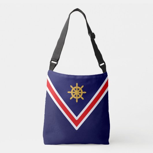Sac Ajustable Roue Nautique Golden Ship sur Marine Bleu & Blanc (Devant)