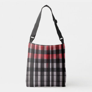 Sac Ajustable Rouge Noir Abstrait Plaid Collection moderne