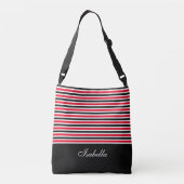 Sac Ajustable Rouge noir blanc rayures et calligraphie (Dos)