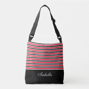Sac Ajustable Rouge noir blanc rayures et calligraphie