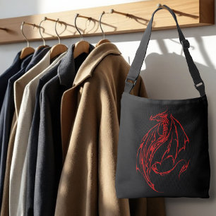 Sac Ajustable Rouge Tribal Dragon Noir