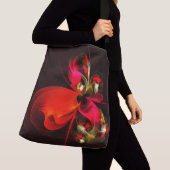Sac Ajustable Rouge Vert Floral Moderne Art Abstrait Motif #02 (De près)