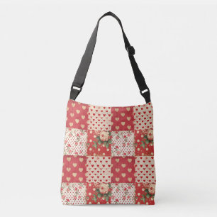 Sac Ajustable Rouge Vintage Chic Dots Coeurs Floraux Mélange