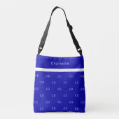 Sac Ajustable Royal bleu blanc monogramme initiales nom du motif (Dos)