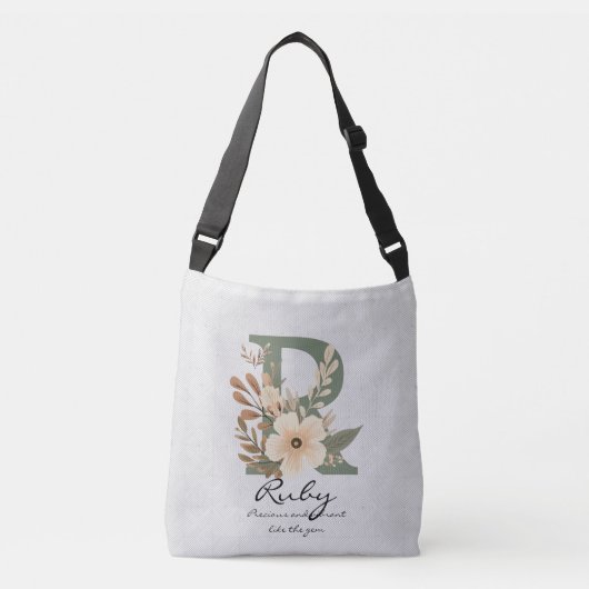 Sac Ajustable Ruby's Precious Gem - Boho Floral Monogram (Devant)