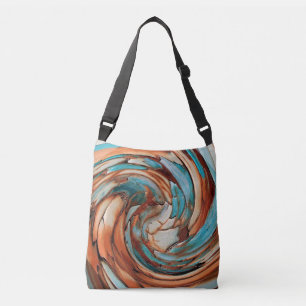 Sac Ajustable Rust Orange N Bleu Turquoise Art Abstrait