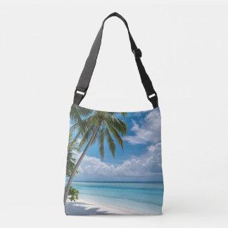 Sac Ajustable "Sac à bandoulière bleu palmiers de plage tropical