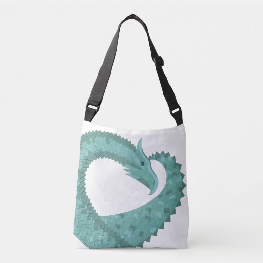 Sac Ajustable Sage vert coeur dragon sur blanc (Devant)