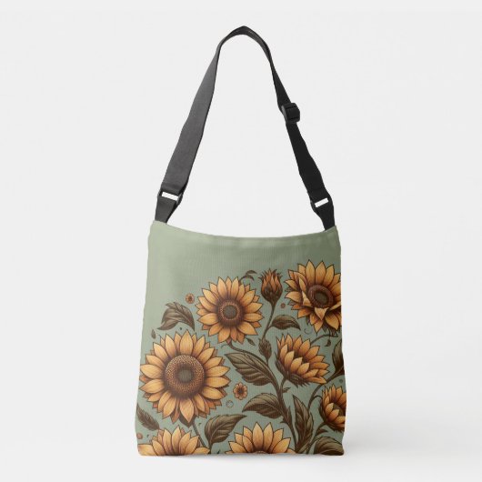 Sac Ajustable Sauge et Tournesols (Devant)