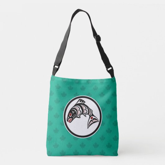 Sac Ajustable Saumon d'art amérindien Red Black Haida (Dos)