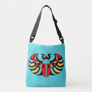 Sac Ajustable Scarab rouge Abstrait de couleur vive sur bleu