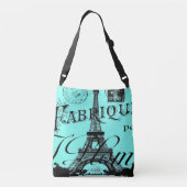 Sac Ajustable Scripts bleu turquoise aqua Paris Tour Eiffel (Dos)