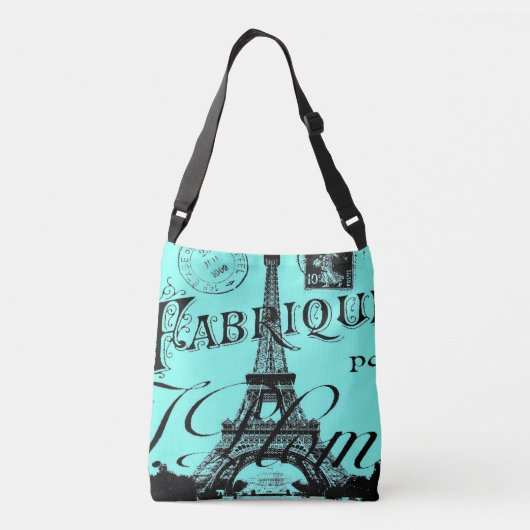 Sac Ajustable Scripts bleu turquoise aqua Paris Tour Eiffel (Dos)