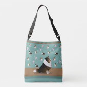 Sac Ajustable Shetland Sheepdog Tri-Sheltie, sur Vert & Brown (Dos)