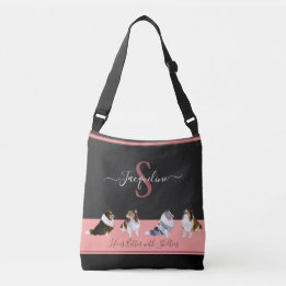 Sac Ajustable Shetland Sheepdogs, Rangée de rayons, noir et rose