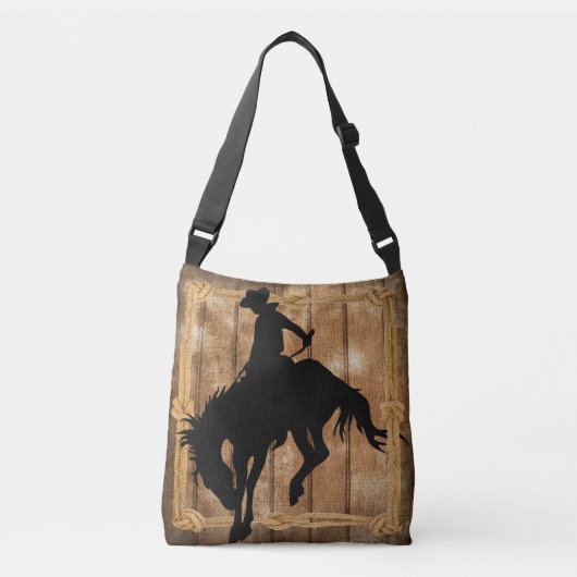 Sac Ajustable Silhouette Cowboy sur un cheval Bronco Bucking (Devant)