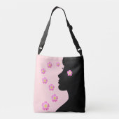 Sac Ajustable Silhouette et fleurs de femme moderne sur rose cla (Dos)