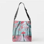 Sac Ajustable Silhouette humaine Rainy Path avec parapluie rouge (Dos)