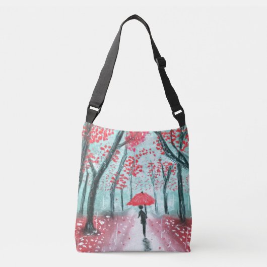 Sac Ajustable Silhouette humaine Rainy Path avec parapluie rouge (Devant)