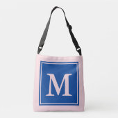 Sac Ajustable Simple rose pâle et bleu avec Monogramme (Dos)