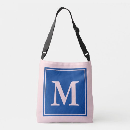Sac Ajustable Simple rose pâle et bleu avec Monogramme (Dos)